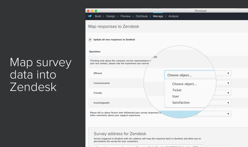 Map survey data into Zendesk